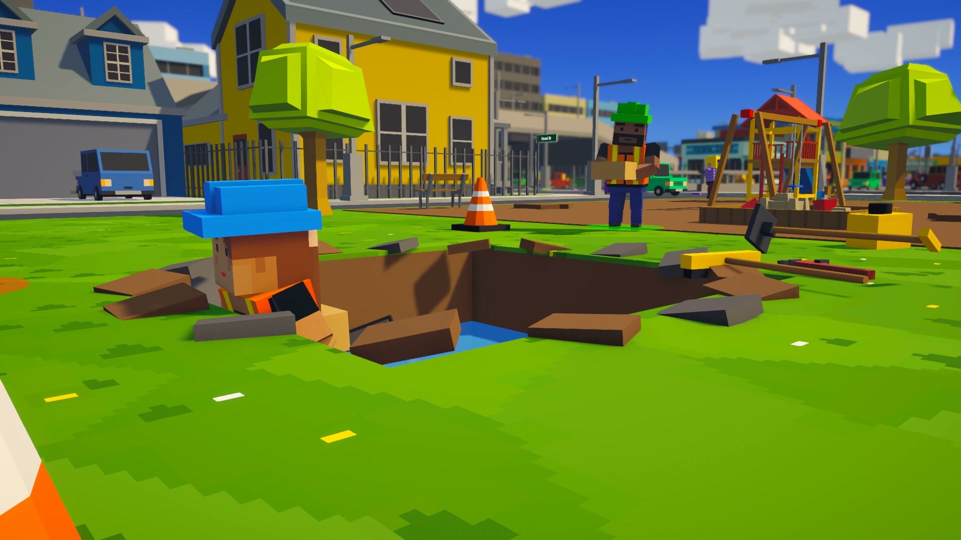 A sinkhole in the town park